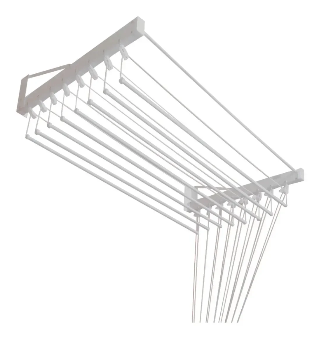 Ver imagem 1 de Varal de Parede Individual 130cm x 08 Varetas - em Alumínio Branco