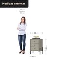 Ver imagem 2 de Cômoda de Cabeceira 3 Gavetas com Pintura UV e Pés em Metal 49x62x38cm Taupe