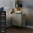 Ver imagem 3 de Cômoda de Cabeceira 3 Gavetas com Pintura UV e Pés em Metal 49x62x38cm Taupe