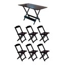 Ver imagem 1 de Conjunto Mesa De Madeira Dobravel 120X70 Tabaco 6 Cadeiras - Marrom