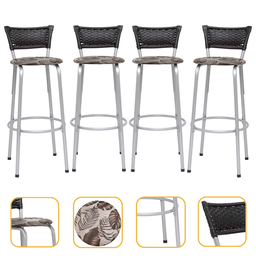 Kit 4 Banquetas Alta Banco para Balcão Junco Preto Àrea Gourmet Ilha Bancada bares Churrasqueira - 1