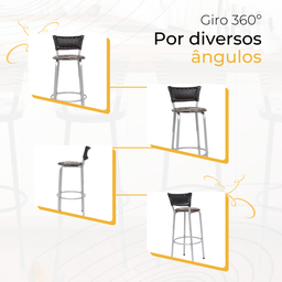 Kit 4 Banquetas Alta Banco para Balcão Junco Preto Àrea Gourmet Ilha Bancada bares Churrasqueira - 5