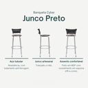 Ver imagem 3 de Kit 4 Banquetas Alta Banco para Balcão Junco Preto Àrea Gourmet Ilha Bancada bares Churrasqueira