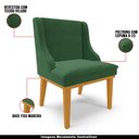 Ver imagem 4 de Kit 2 Cadeiras Decorativas Sala de Jantar Base Fixa de Madeira Firenze Veludo Verde Esmeralda/Castan