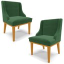 Ver imagem 1 de Kit 2 Cadeiras Decorativas Sala de Jantar Base Fixa de Madeira Firenze Veludo Verde Esmeralda/Castan