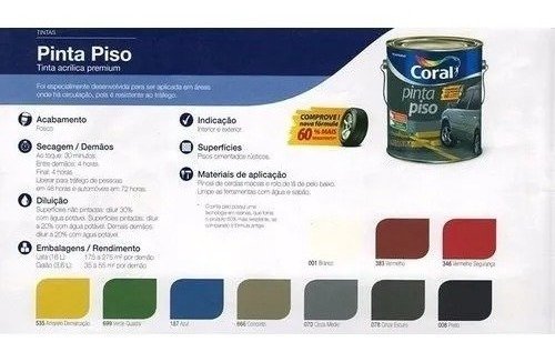 Tinta Coral Pinta Piso/parede/teto/muro 18 Litros Escolha a Cor..:verde