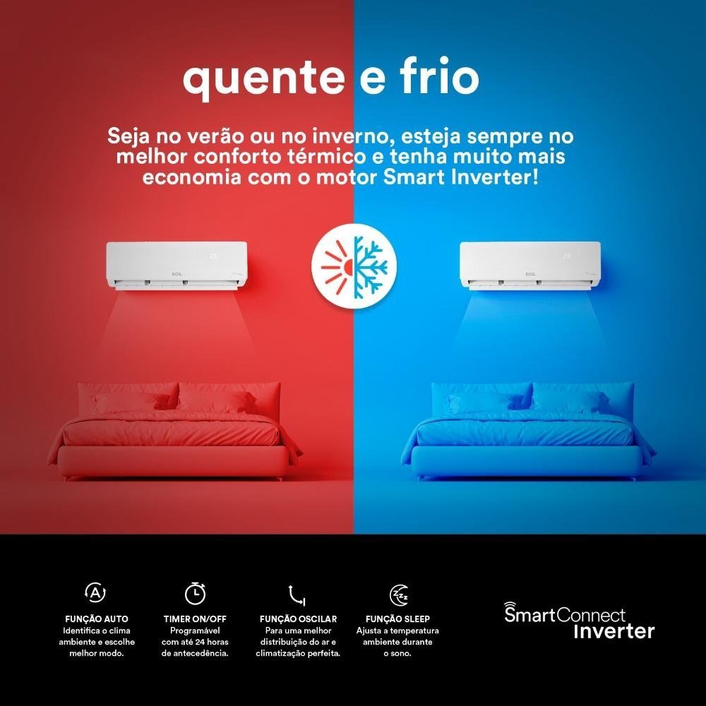 Ar-Condicionado Split Inverter 24000 BTUs EOS Smart Connect High Wall Quente e Frio 220V - 12
