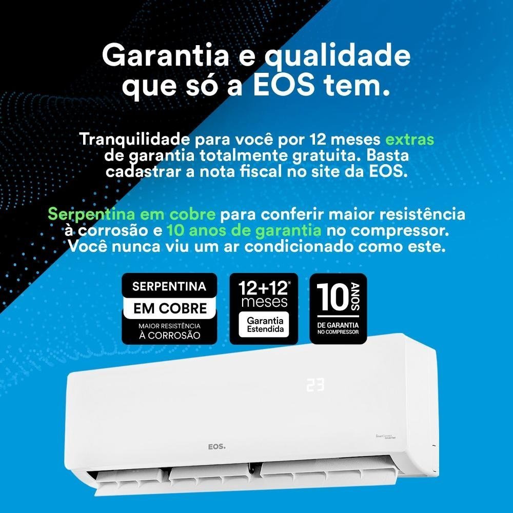 Ar-Condicionado Split Inverter 24000 BTUs EOS Smart Connect High Wall Quente e Frio 220V - 10