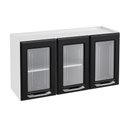 Ver imagem 1 de Módulo Cozinha Telasul Topázio Armário 3 Portas c/ Vidro Branco/Preto