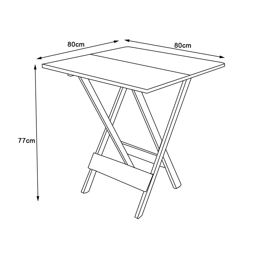 Mesa Dobravel de Madeira 80x80 - Preto - 2