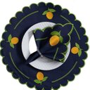 Ver imagem 2 de Jogo Americano Sousplat Mesa Posta Bordado Guardanapo 12 Peças:Limão Siciliano Azul