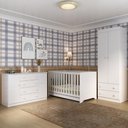 Ver imagem 2 de Quarto de Bebê Completo Berço Americano 3 em 1 Colchão Encanto Multimóveis Mp4609 Branco