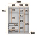 Ver imagem 3 de Guarda Roupa Modulado Solteiro 4 Portas 3 Gavetas e 3 Cabideiros Reflecta com LED 100% MDF Cairo