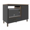 Balcão de Cozinha Roma para Cooktop 1 Porta 1 Gaveta Preto/nogal Manchester - Móveis Sul - 2