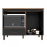 Balcão de Cozinha Roma para Cooktop 1 Porta 1 Gaveta Preto/nogal Manchester - Móveis Sul - 3