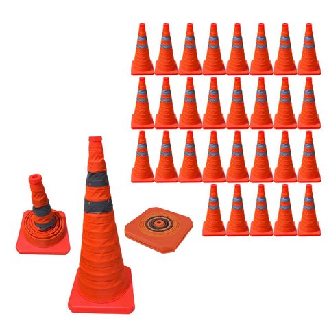 Cone Obra Retratil Kit 29 Uni Sinalizador Estrada Guarda Dobravel Pratico Viario Segurança Portatil 