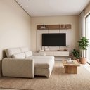 Ver imagem 3 de Conjunto Sala Painel Suspenso Concept para Televisão 70 Polegadas com Sofá Charlie 3 Lugares Bege