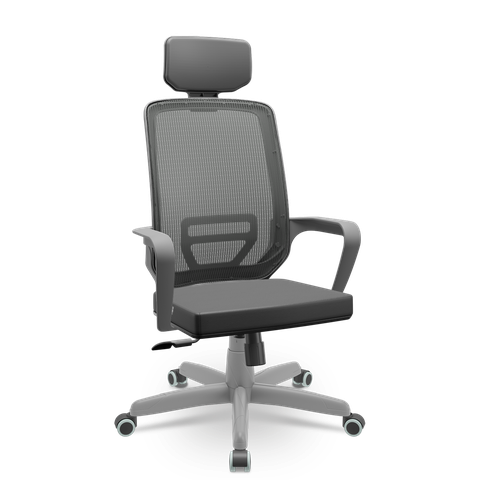 Cadeira Escritório Presidente Adrix Plaxmetal Mecanismo RelaxSystem Encosto Tela e Assento Vinil Gra