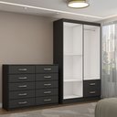Ver imagem 5 de Guarda-roupa Mila 4 Portas 2 Gavetas com Cômoda 10 Gavetas Preto - Panorama Móveis