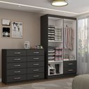 Ver imagem 2 de Guarda-roupa Mila 4 Portas 2 Gavetas com Cômoda 10 Gavetas Preto - Panorama Móveis