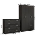 Ver imagem 4 de Guarda-roupa Mila 4 Portas 2 Gavetas com Cômoda 10 Gavetas Preto - Panorama Móveis