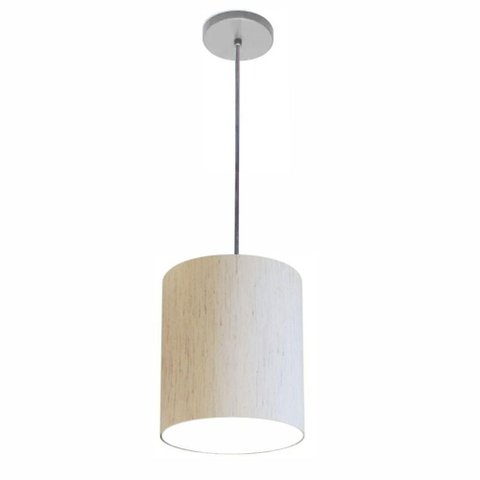 Lustre Luminária Pendente Vivare Free Lux Pe-4102cz Cúpula em Tecido 13x30cm Linho Bege Canopla