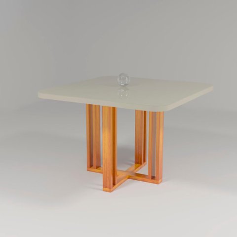 Mesa MDF/Vidro 90x90 Paola Bom Pastor