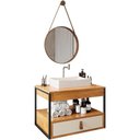 Ver imagem 1 de Gabinete de Banheiro com Espelho e Cuba Branca Preto-canela-off White-castanho