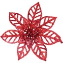 Ver imagem 3 de Kit 24 Flores Vermelha Gliter Decoração Árvore de Natal 14cm