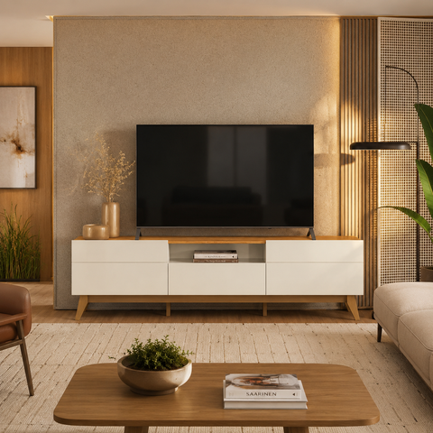 Rack para TV Ate 75' Diadema Off White/Canela Mobler