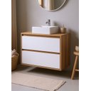 Ver imagem 1 de Gabinete para Banheiro com Cuba 80cm Mdf Freijo com Branco Dubai - On Móveis