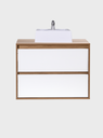Ver imagem 2 de Gabinete para Banheiro com Cuba 80cm Mdf Freijo com Branco Dubai - On Móveis