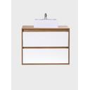 Ver imagem 2 de Gabinete para Banheiro com Cuba 80cm Mdf Freijo com Branco Dubai - On Móveis