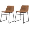 Kit 2 Cadeiras Bruna Rivatti Poliuretano (PU) Marrom Pés em Aço - 1