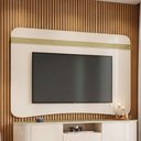 Ver mais imagens de Rack Sala Martina com Painel TV 80 pol Orgânico Ermione B01 Off White Champanhe - Lyam Decor