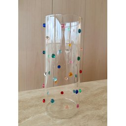 Vaso  Decorado Vidro  com Mini Gemas Coloridas  Design Italiano Sphere 25 cm de  Altura x 10 cm - 3