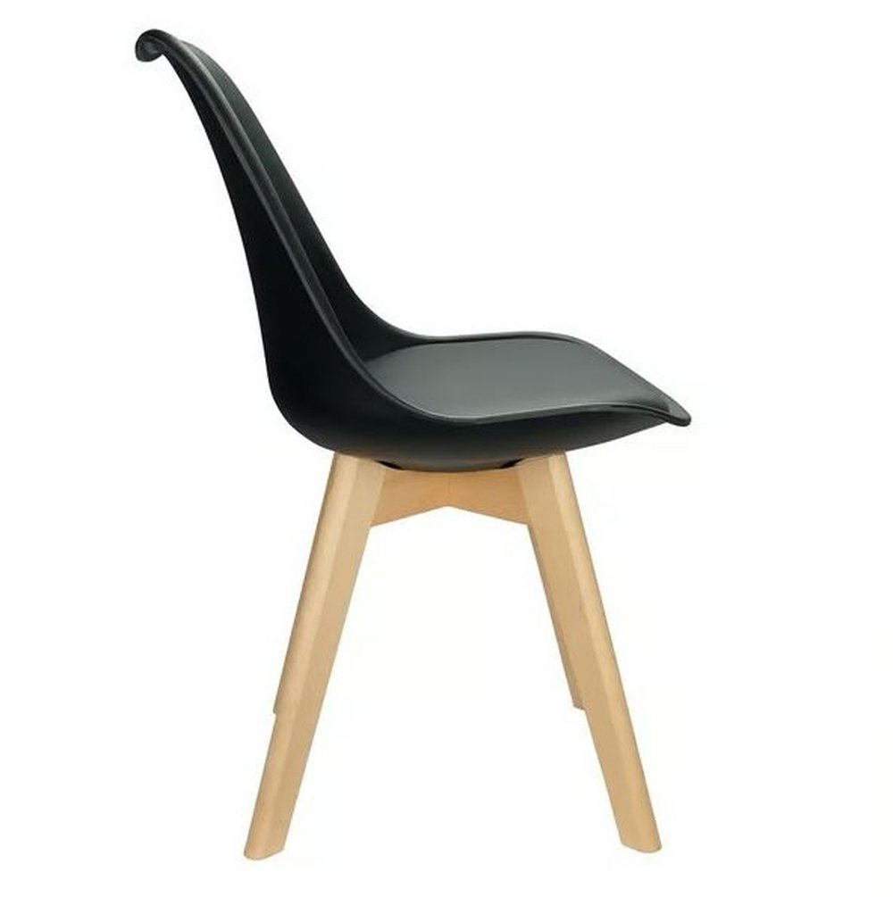 Kit 2 Cadeiras Charles Eames Leda Luisa Saarinen Design Wood Estofada Base Madeira - Preta - 5