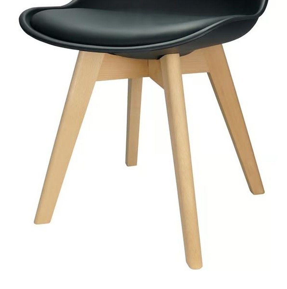 Kit 2 Cadeiras Charles Eames Leda Luisa Saarinen Design Wood Estofada Base Madeira - Preta - 8