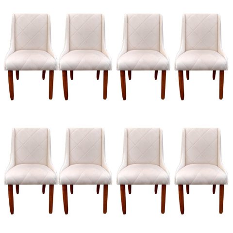 Kit 08 Cadeiras Para Sala de Jantar Lizz Pés Palito Veludo Bege D'Classe Decor