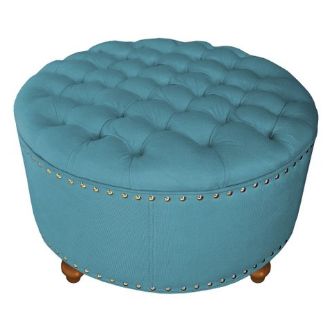 Puff Amora 1 Metro Suede Bege Slk Decor Amara Azul Turquesa