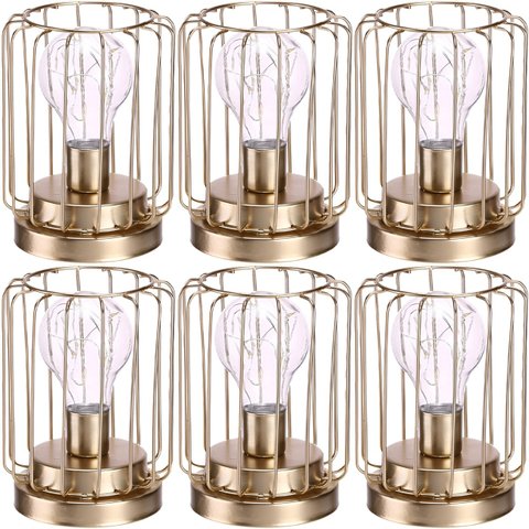 Kit 6 Abajur de Mesa Geométrico Lâmpada Led Metal Dourado