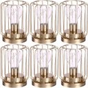 Ver imagem 1 de Kit 6 Abajur de Mesa Geométrico Lâmpada Led Metal Dourado
