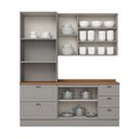 Ver imagem 3 de Cozinha Completa Americana 7 Portas 5 Gavetas 100% Mdf Cinza/nature Ce758 - Henn