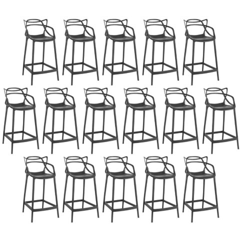 Kit 16 Banquetas Média Allegra 66cm Design Cozinha/bancada - Preto