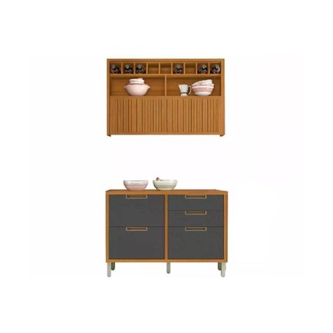 Cozinha Completa 2 Peças Imperatriz 1 Aéreo 1 Balcão C2p30 Freijó Off White