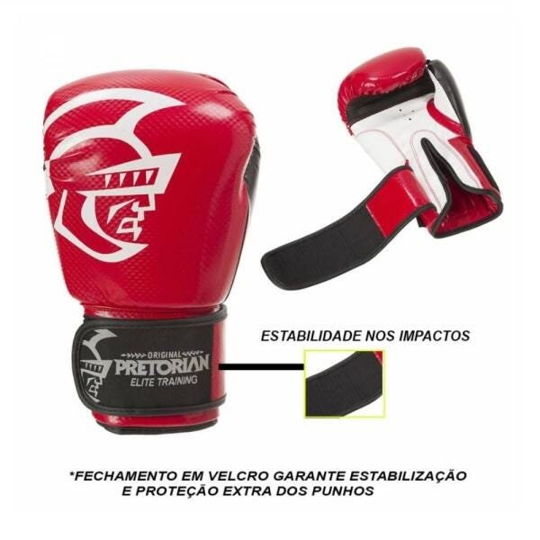 Luva de Boxe/Muay Thai Pretorian Elite-Vermelho/Preto 16Oz - 6