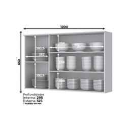 Armário Aéreo p/ Cozinha Americana 3 Portas 120cm Branco - Henn - 3