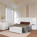 Ver imagem 1 de Conjunto Cabeceira Florença Queen/Casal + Cômoda + Mesa de Cabeceira + Sapateira Branco