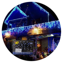 Ver imagem 1 de Kit 2 Cascatas 400 Leds 10M C/ 8 Funções Azul C/ Fio Branco 127v