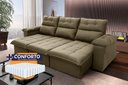 Ver imagem 1 de Sofá Retrátil/Reclinável Verona 2,30m Suede Velut Bege c/ Molas Ensacadas - King House